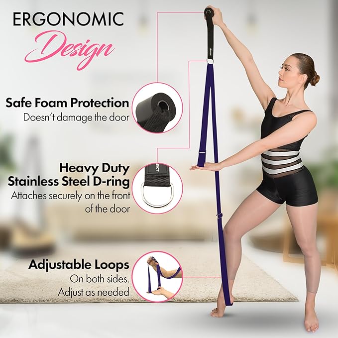 Stretching Strap With Door Anchor - Stretching Equipment to Improve Legs Flexibility - Splits Trainer For Home Ideal In Ballet, Dance, Cheerleading, Taekwondo, Yoga, Pole Dancing & Gymnastics