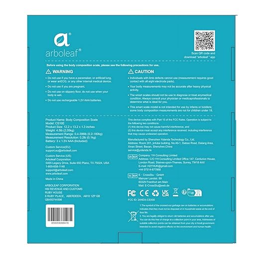 arboleaf Scale for Body Weight, Smart Scale with BMI, Body Fat, Muscle Mass, 26 Metrics Full Body Composition Analyzer, 8-Electrode High Precision Digital Bathroom Scale, Bluetooth Sync