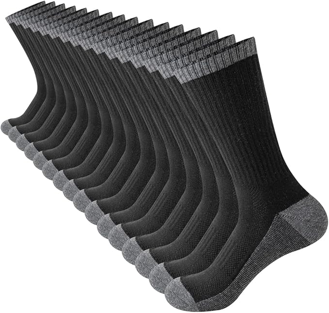 JOYNÉE 8 Pairs Mens Breathable Athletic Crew Socks Arch Support Cushioned Socks for Hiking Sports Running,Sock Size:10-13