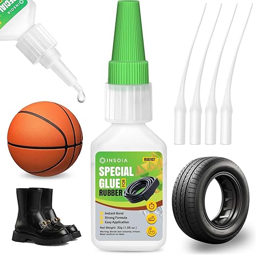 Super Rubber Glue, 30g Heavy Duty Rubber Adhesive for RC Tires, Shoe Soles, Belts, Hoses, Car Seals, Mats, Motorcycle Grips & DIY Repairs ??Quick-Dry, Waterproof, Heat-Resistant CA Glue