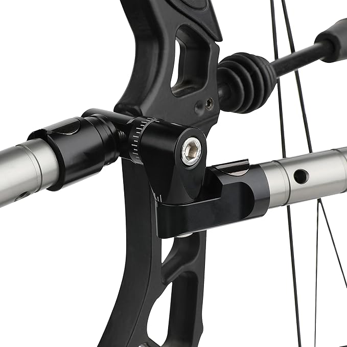 AMEYXGS Archery Bow Stabilizer for Compound Bow, 3K Carbon Fiber 6", 8", 10", 12" 15" Rods, Damping System, Weights Kit, Single Side V-Bar Mount,Quick Disconnect