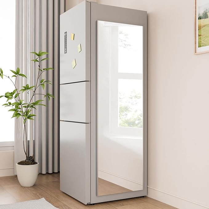 63"x20" Magnetic Mirror Lightweight Full-Length Mirror | Strong Adhesion, Easy Installation | Suitable for Refrigerators, Glass Walls, Wooden Doors, and More | 2.8LBS Ultra-Strong Support, White