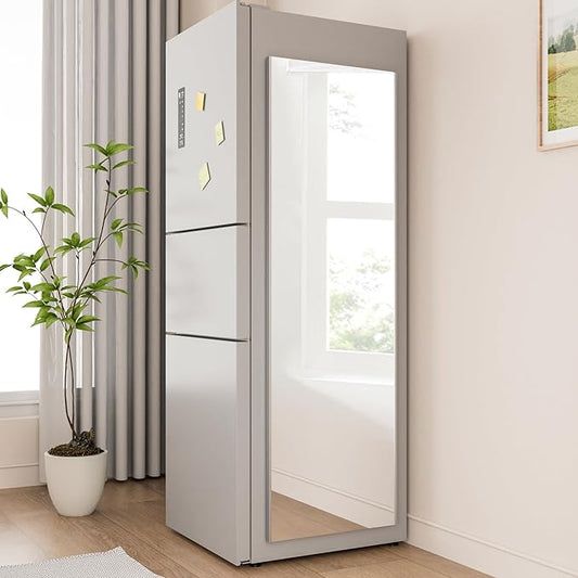 63"x20" Magnetic Mirror Lightweight Full-Length Mirror | Strong Adhesion, Easy Installation | Suitable for Refrigerators, Glass Walls, Wooden Doors, and More | 2.8LBS Ultra-Strong Support, White