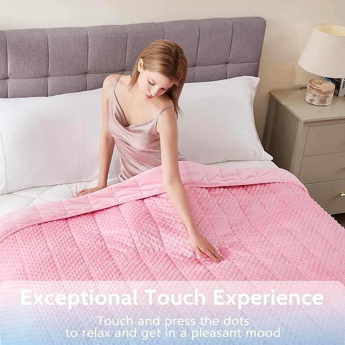 L'AGRATY Weighted Blanket for Adult - 48"x72" 20lbs Minky Dots Heavy Blanket with Glass Beads: Soft Breathable for All-Season Summer Fall Winter Thick Comfort for Sleeping