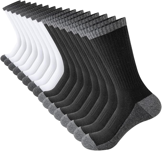 JOYNÉE 8 Pairs Mens Breathable Athletic Crew Socks Arch Support Cushioned Socks for Hiking Sports Running,Sock Size:10-13