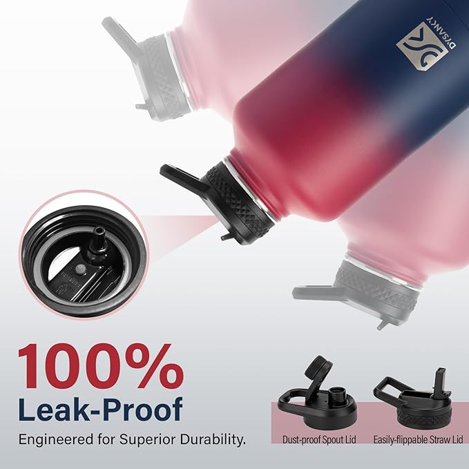 Insulated Water Bottle | Thickened Stainless Steel Vacuum Metal | Portable Sports Half Gallon Large Water Jug for Gym and Hiking with Straw, Carrier Bag, Handle Strap | BPA-Free 64 oz