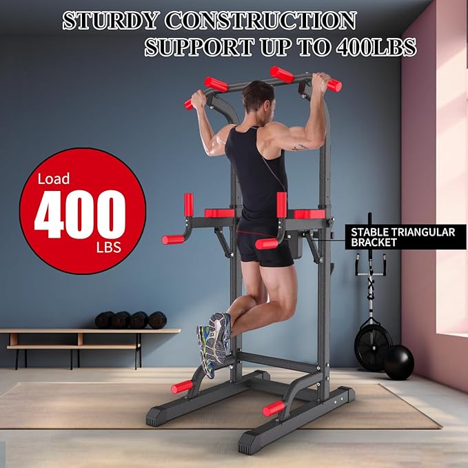 K KiNGKANG Power Tower Dip Station, Multi-Function Assistive Trainer Pull Up for Home Gym Muscle Building and Beginner Exercises,Load 450LBS