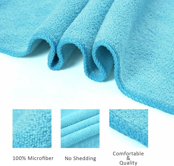 JML Microfiber Towels, Large Bath Towel Set 6 Pack, 27" x 55" - Extra Absorbent, Fast Drying, Multipurpose for Swimming, Fitness, Sport, Yoga, Purple/Grey/Light Blue