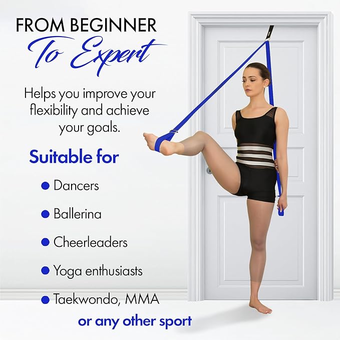 Stretching Strap With Door Anchor - Stretching Equipment to Improve Legs Flexibility - Splits Trainer For Home Ideal In Ballet, Dance, Cheerleading, Taekwondo, Yoga, Pole Dancing & Gymnastics