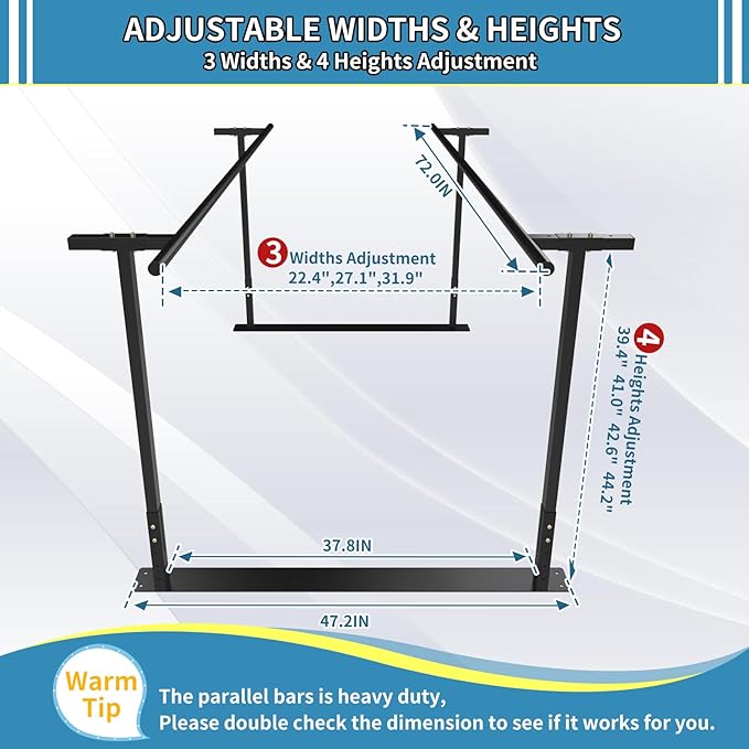 Physical therapy parallel bars, Walking assist bar for rehab & walking balance issues, Adjustable height & width (6FT)
