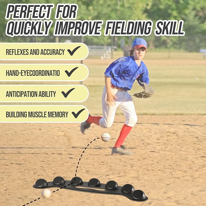 Baseball Softball Training Equipment,Easy to Use Baseball Fielding Trainer for Improving Fielding, Catching and Defensive Skill, Baseball Fielder Mat for Fielder,Catcher with Ground Stake