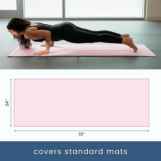 S&T INC. Yoga Mat Towel with Non-Slip Grip, Enhanced Silicone Grip, Soft and Absorbent for Gym, Pilates, and Hot Yoga Mat, 2 Pack, 24 inches x 72 inches, 340GSM, Pink and Grey
