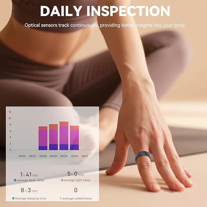 Smart Ring for Men Women with Black Charging Box, Bluetooth, Health Ring , IP68 Waterproof, Fitness Ring Tracks Heart Rate/Sleep/Steps/Sports Activities/Blood Oxygen,non-subscription app (Black, 11)