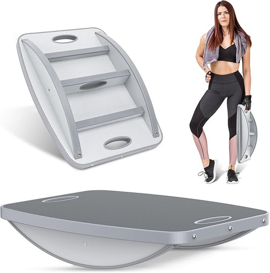 Advanced Wood Balance Board, Portable Non-Slip 500lb Rocking Board for Standing Desk, Physical Therapy, Yoga Practice, Core Strength Stability Balance Training Board for Men, Women, Kids and Seniors