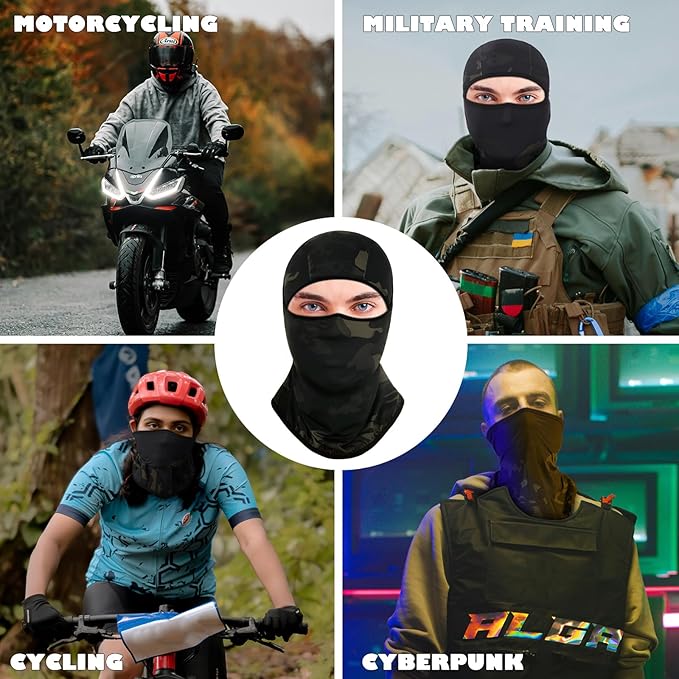 Achiou Balaclava Face Mask, Ski Mask for Men Women Football, Lightweight Sheisty, Ninja Shiesty Sun Hood UV Protector Cycling