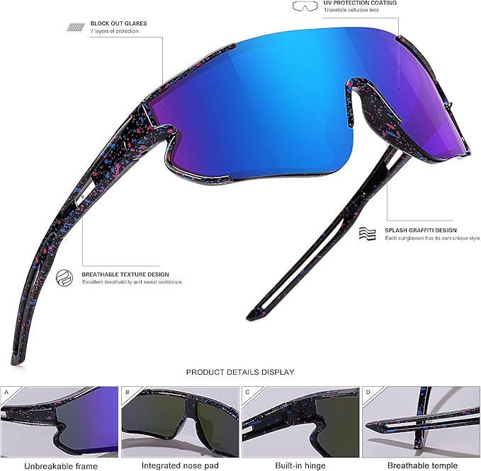 Kids Baseball Sunglasses for Boys Girls Youth Softball Cycling Sports Sunglasses UV400 Protection Age 5-12