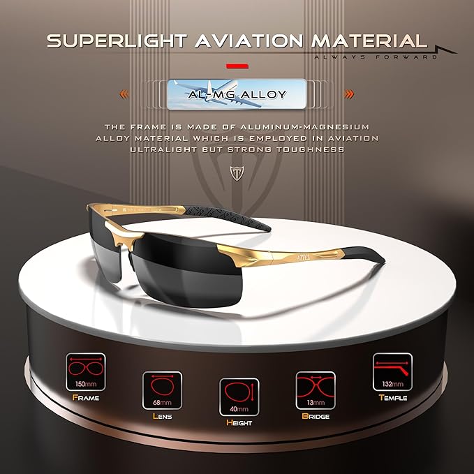 ATTCL Men's Sports Polarized Sunglasses Men for Driving running Fishing Golf - UV Protection Sun glasses Metal Frame