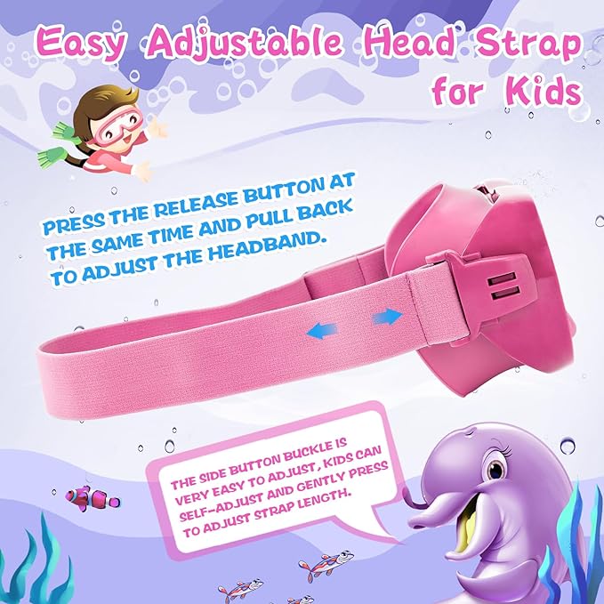 Kids Swim Goggles with Nose Cover, Anti-Leak Swim Mask with Elastic Fabric Strap, UV Protection Swimming Goggles for Kids