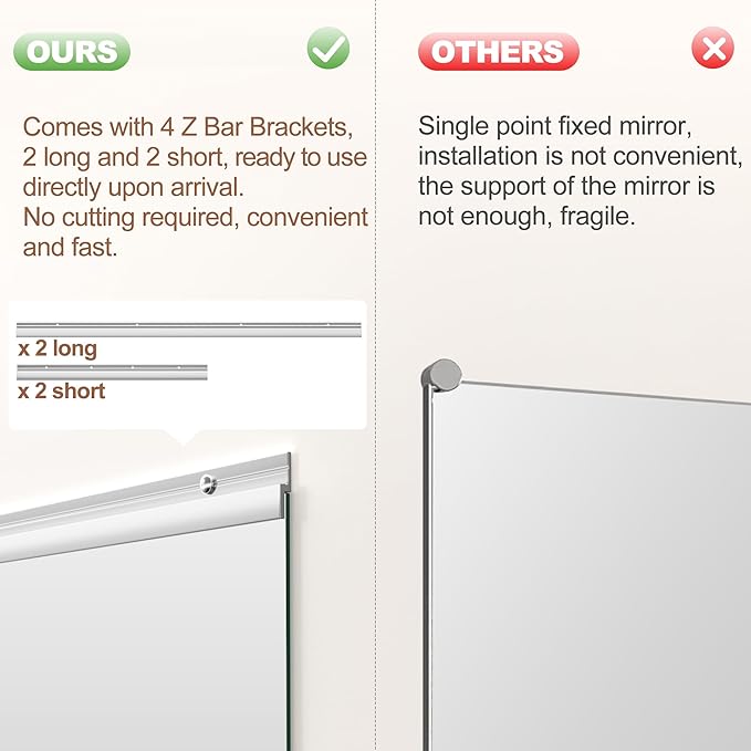 Hasipu Home Gym Mirror 83" L x 39" W - 1PC Large Full Body Mirror for Yoga, Wall-Mounted Mirrors for Fitness, Garage, Dance Studio, 0.16in Tempered Glass Frameless