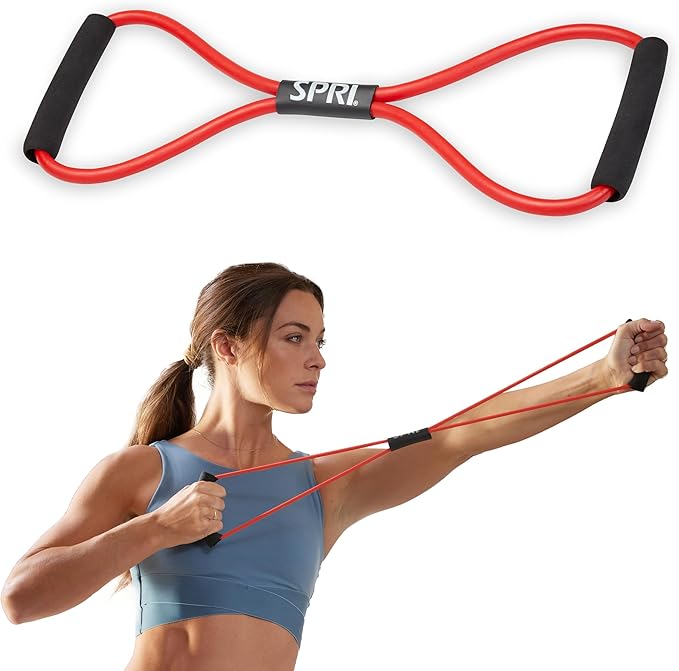 SPRI Ultra Toner Figure 8 Resistance Band with Padded Handles Great for Stretch, Exercise, Fitness Training, Yoga, Resistance Weights, Therapy, Gym or Home Workout Equipment.