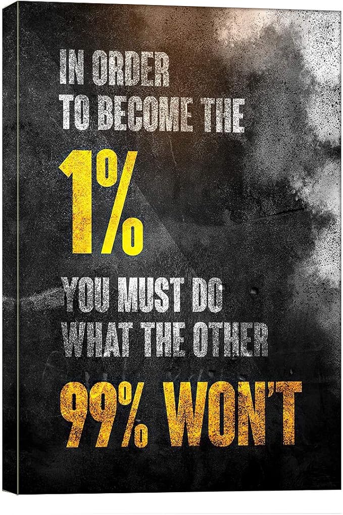 KaiLeFu-1% Entrepreneur Motivational Canvas Wall Art -Inspirational Wall Art Poster Quotes - Canvas Artwork Picture Print Framed for Home Office Bathroom Bedroom Bathroom Wall Decor-12 x16