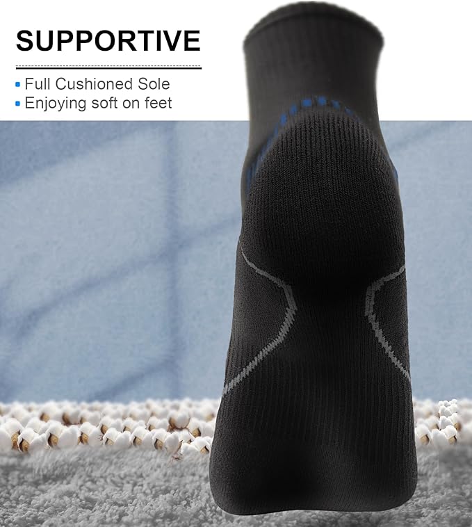 BULLIANT Compression Socks for Men 6Pairs, Athletic Crew Socks Cushioned For Men Sports Running-Arch Support