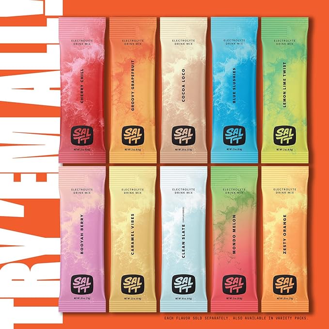 Keto Chow SALTT Electrolytes Powder Packets, Red White & Bam (30 Hydration Packets) - Magnesium, Potassium, Sodium, Trace Minerals - Vegan, Sugar Free, Gluten Free - Travel Essentials - Made in USA