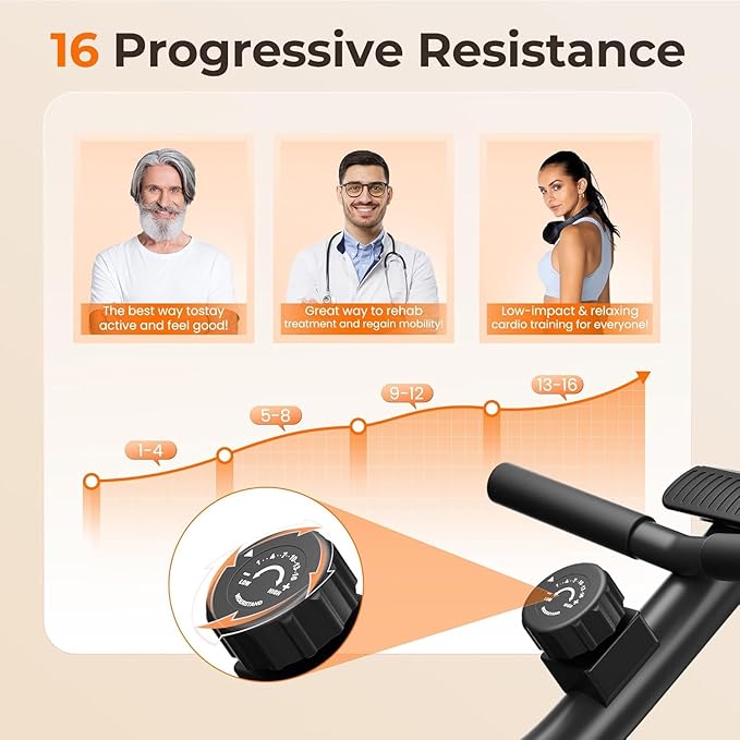 YOSUDA Recumbent Exercise Bike for Home，Magnetic Staionary Bike for Seniors/Adults with Adjustable Seat, 350LB Capacity, 16-level Resistance, LCD Monitor & Pulse Sensors