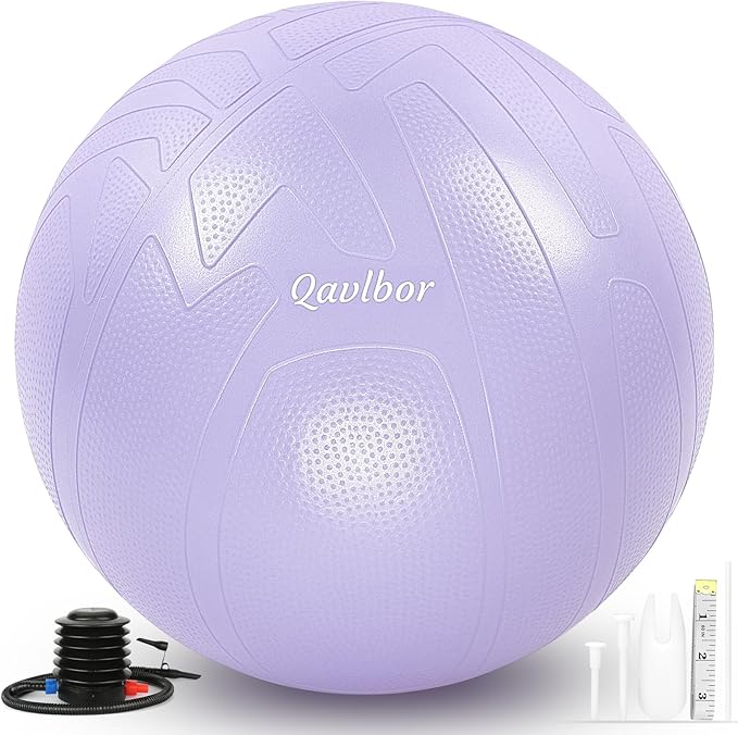 Yoga Ball Pregnancy Ball, 1.7mm Extra Thick Birthing Ball for Pregnancy, 600LB Anti-Burst Exercise Ball for Fitness, Balance, Physical Therapy, Non-Slip Stabil-ity Ball with Bump