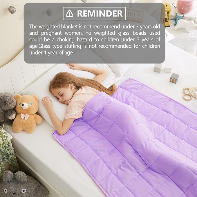 L'AGRATY Weighted Blanket - 40"x60" 10lbs Breathable Weighted Blanket Microfiber Material with Glass Beads