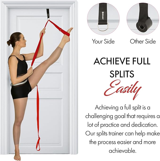 Stretching Strap With Door Anchor - Stretching Equipment to Improve Legs Flexibility - Splits Trainer For Home Ideal In Ballet, Dance, Cheerleading, Taekwondo, Yoga, Pole Dancing & Gymnastics