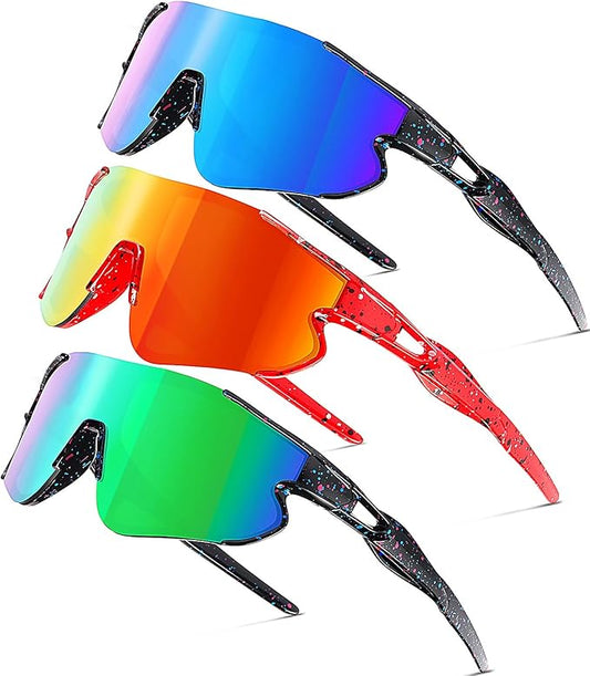 Kids Baseball Sunglasses for Boys Girls Youth Softball Cycling Sports Sunglasses UV400 Protection Age 5-12