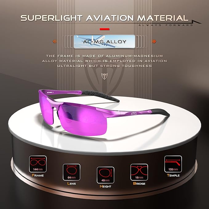 ATTCL Men's Sports Polarized Sunglasses Men for Driving running Fishing Golf - UV Protection Sun glasses Metal Frame