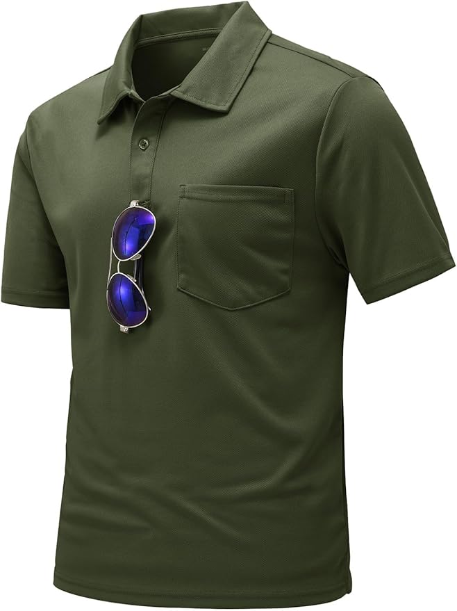 TBMPOY Men's Polo Shirts with Pocket Short Sleeve Quick Dry Casual Sports Outdoor Golf Shirt