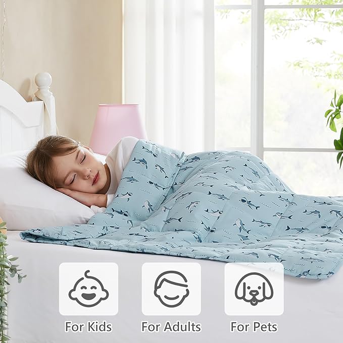 L'AGRATY Weighted Blanket - 40"x60" 7lbs Cooling Breathable Microfiber Material with Glass Beads Small Blanket for All-Season Summer Fall Winter Soft Thick