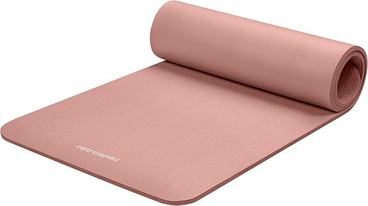 Retrospec Solana Yoga Mat 1/2" Thick w/Nylon Strap for Men & Women - Non Slip Exercise Mat for Yoga, Pilates, Stretching, Floor & Fitness Workouts
