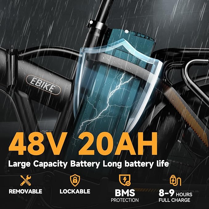 1000W Folding Electric Bike, 48V 20AH Large Removable Battery E Bike, 30+MPH, 80 Miles Max Range, 20" Fat Tire Electric Bike for Adults, Adult Electric Bicycles for Commute Beach Snow