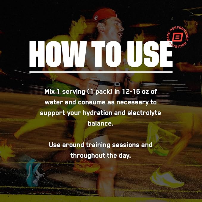 BARE PERFORMANCE NUTRITION BPN Electrolytes Go Packs Hydration Drink Mix | Sugar Free Electrolyte Powder | 500mg Sodium per Serving | Naturally Sweetened | Lemon Lime, 30 Servings