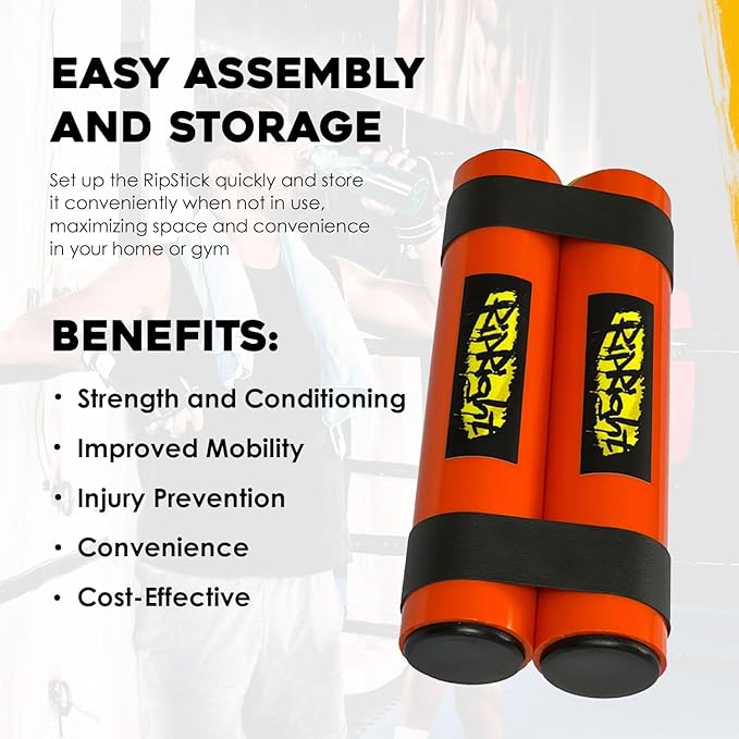 RipStick, Workout Equipment for Joint Rehab, Shoulder and Resistance Training, Muscle Building and Core Workout Equipment with 6 Adjustable Resistance Bands