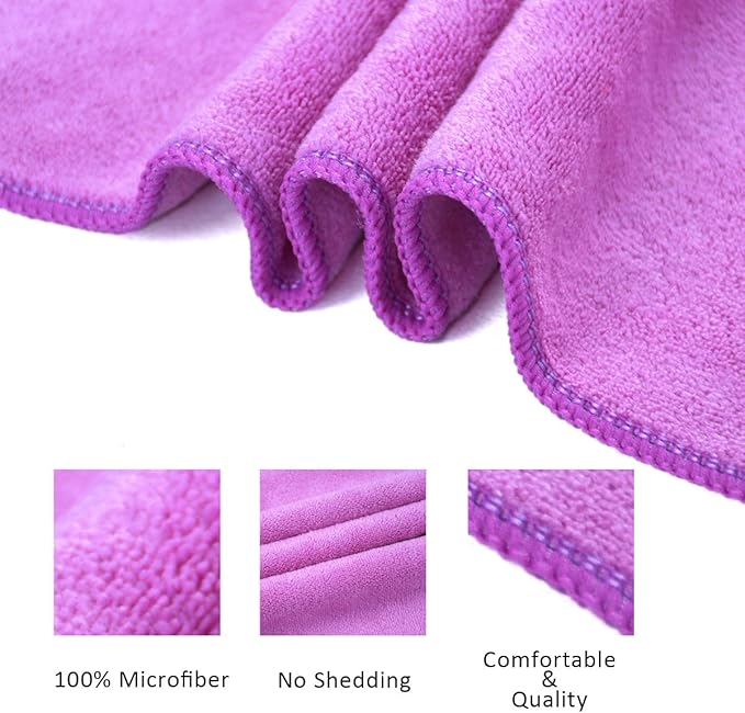 JML Microfiber Towels, Bath Towel Sets (6 Pack, 27" x 55") - Extra Absorbent, Fast Drying, Multipurpose for Bath, Swimming, Fitness, Sports, Yoga, Violet/Coffee/Blue