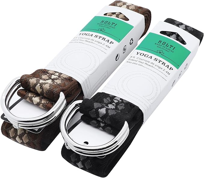 Yoga Exercise Adjustable Straps 8FT with Durable D-Ring for Pilates & Gym Workouts | Hold Poses, Stretch, Improve Flexibility & Maintain Balance