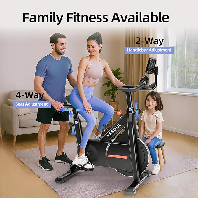 YESOUL Indoor Exercise Bike for Home, Stationary Bike with Silent Magnetic Resistance, 300lbs Capacity, Stable Triangle Frame, Adjustable Resistance & Smart App with Scenic Rides and Live Classes