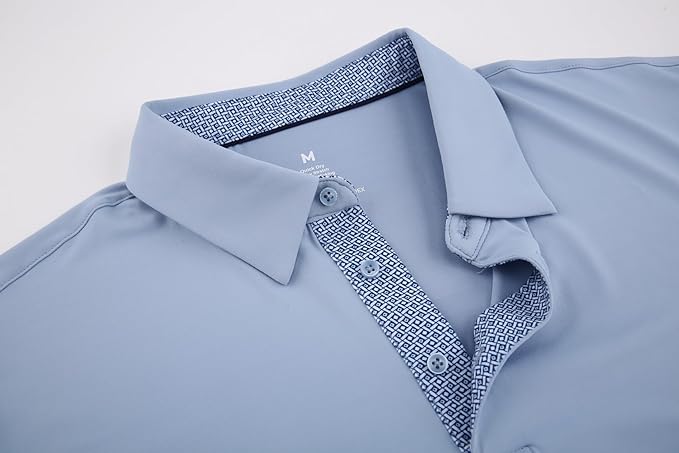 Alex Vando Mens Golf Shirt Moisture Wicking Quick-Dry Solid Short Sleeve Polo Shirts for Men