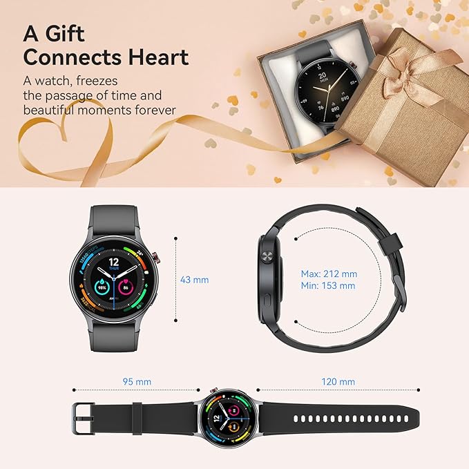 aeac Smart Watch for Men Women, AMOLED Ultra-Clear Screen Fitness Trackers with Heart Rate/Sleep/SpO2 Monitor, Smartwatch for iPhone/Samsung/Android, 110+ Sport Modes Waterproof Reloj Inteligente