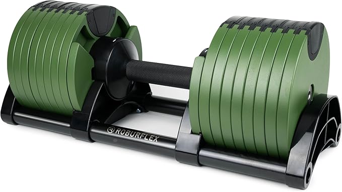 Adjustable Dumbbell (Single) by ROBURFLEX for Workout Strength Training Fitness Home Gym