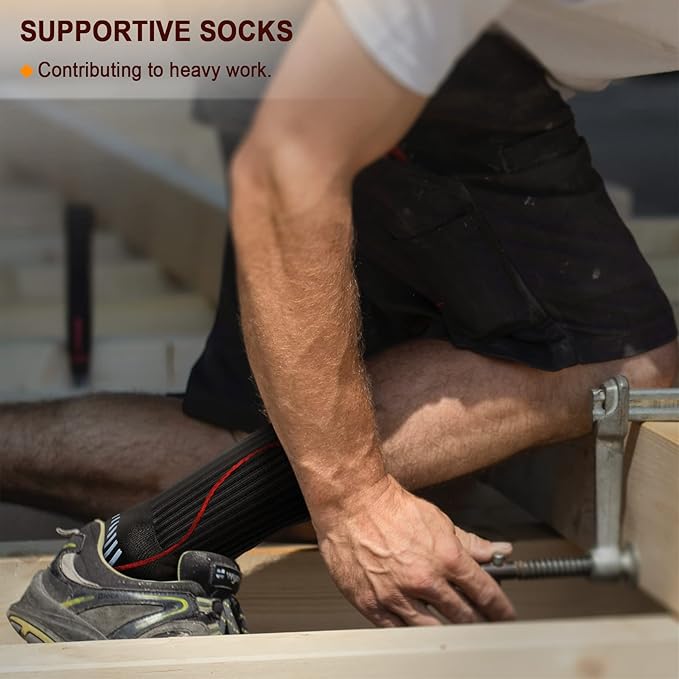 BULLIANT Compression Socks for Men 6Pairs, Athletic Crew Socks Cushioned For Men Sports Running-Arch Support