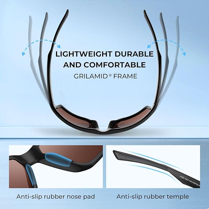 KastKing Osage Polarized Sport Sunglasses for Men and Women, Ideal for Driving Fishing Cycling Running, UV Protection