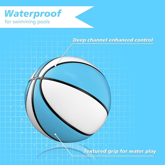 2 Pack Pool Basketball - Choose Between Size 3 and Size 6, Waterproof Ball with Anti-Slip Grip, Sturdy for Swimming Pool Basketball Hoops & Games