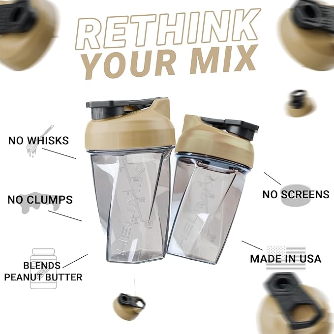 HELIMIX 1.5 Vortex Blender Shaker Bottle Holds Upto 20oz | No Blending Ball or Whisk | USA Made | Portable Pre Workout Whey Protein Drink Shaker Cup | Mixes Cocktails Smoothies Shakes | Top Rack Safe