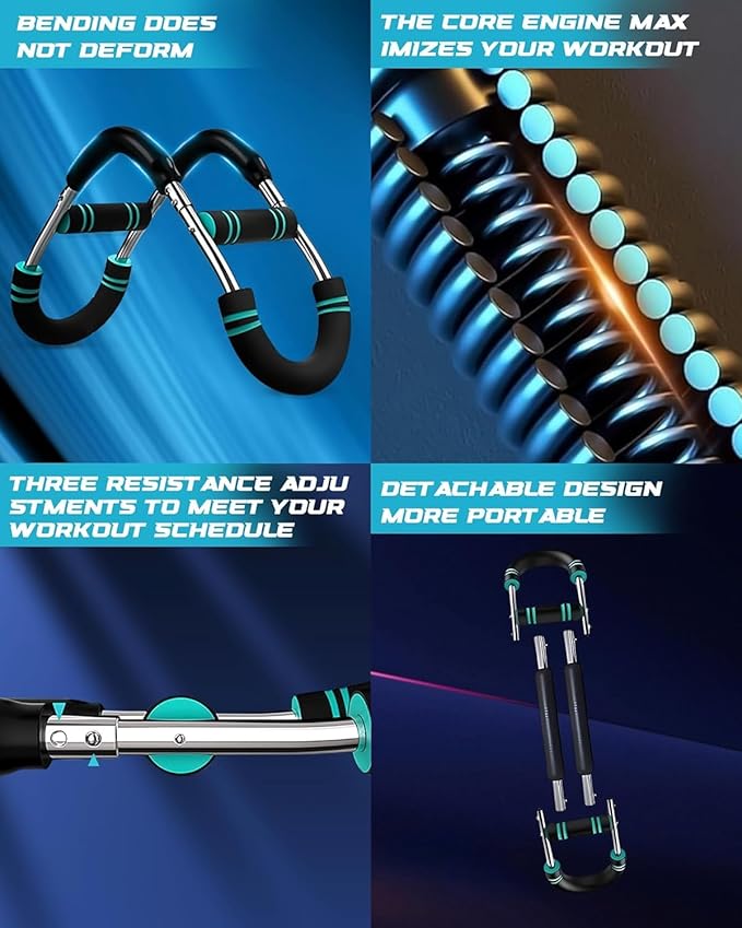 60-120lb Adjustable Twister Arm Trainer – Portable Detachable Chest , Arm Exerciser for Home/Gym/Travel, Full-Body Strength Training Equipment with Anti-Slip Grips